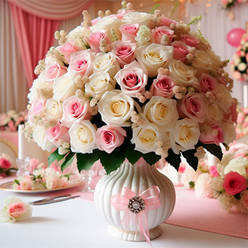 Arreglo de Rosas Rosadas y Blancas - Floristería Pura Vida