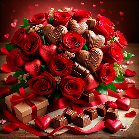 Arreglo de Rosas y Chocolates San Valentín - Floristería Pura Vida