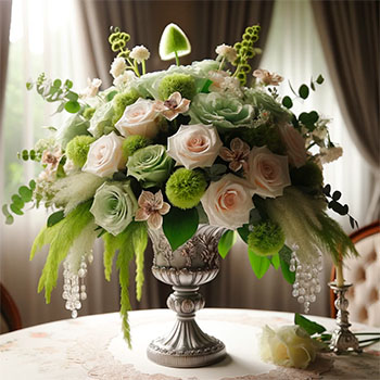 Bouquet de Elegantes Flores Blancas y Verdes - Floristería Pura Vida