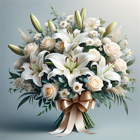 Bouquet de Lirios Blancos y Rosas - Floristería Pura Vida