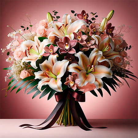 Bouquet de Lirios y Orquídeas - Floristería Pura Vida