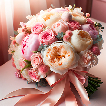 Bouquet de Peonías y Rosas Pastel - Floristería Pura Vida