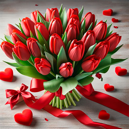 Ramo de Tulipanes Rojos San Valentín - Floristería Pura Vida